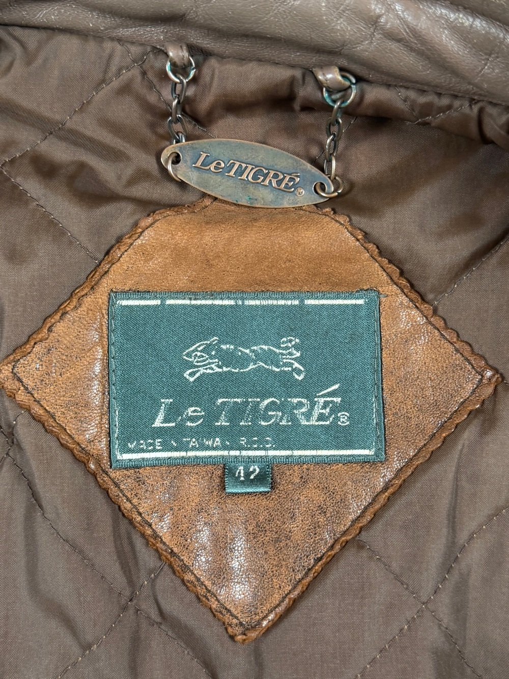 Vintage Brown Leather Distressed Patina Flight Bomber Jacket Mens 42 Funnel Neck - Picture 6 of 15
